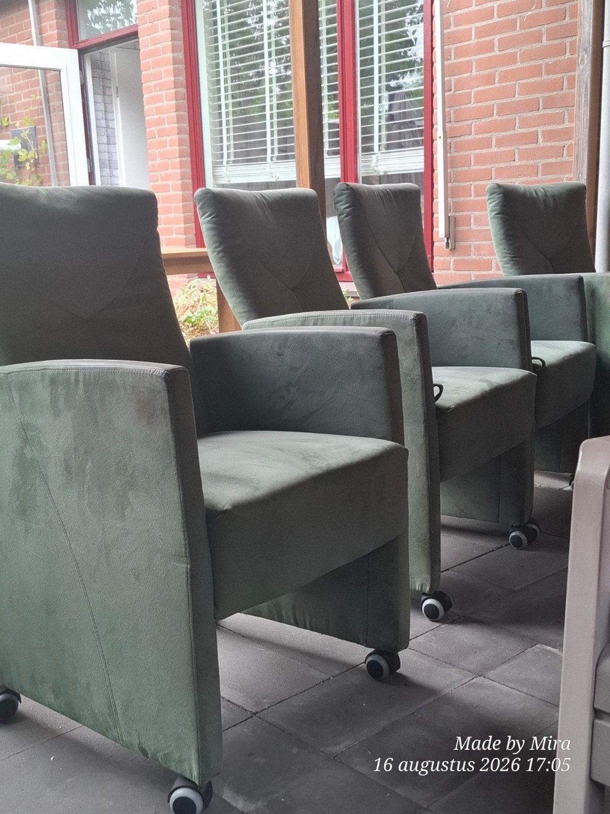 4 groene stoelen eetkamerstoelen, Ophalen of Verzenden, Overige kleuren, Stof