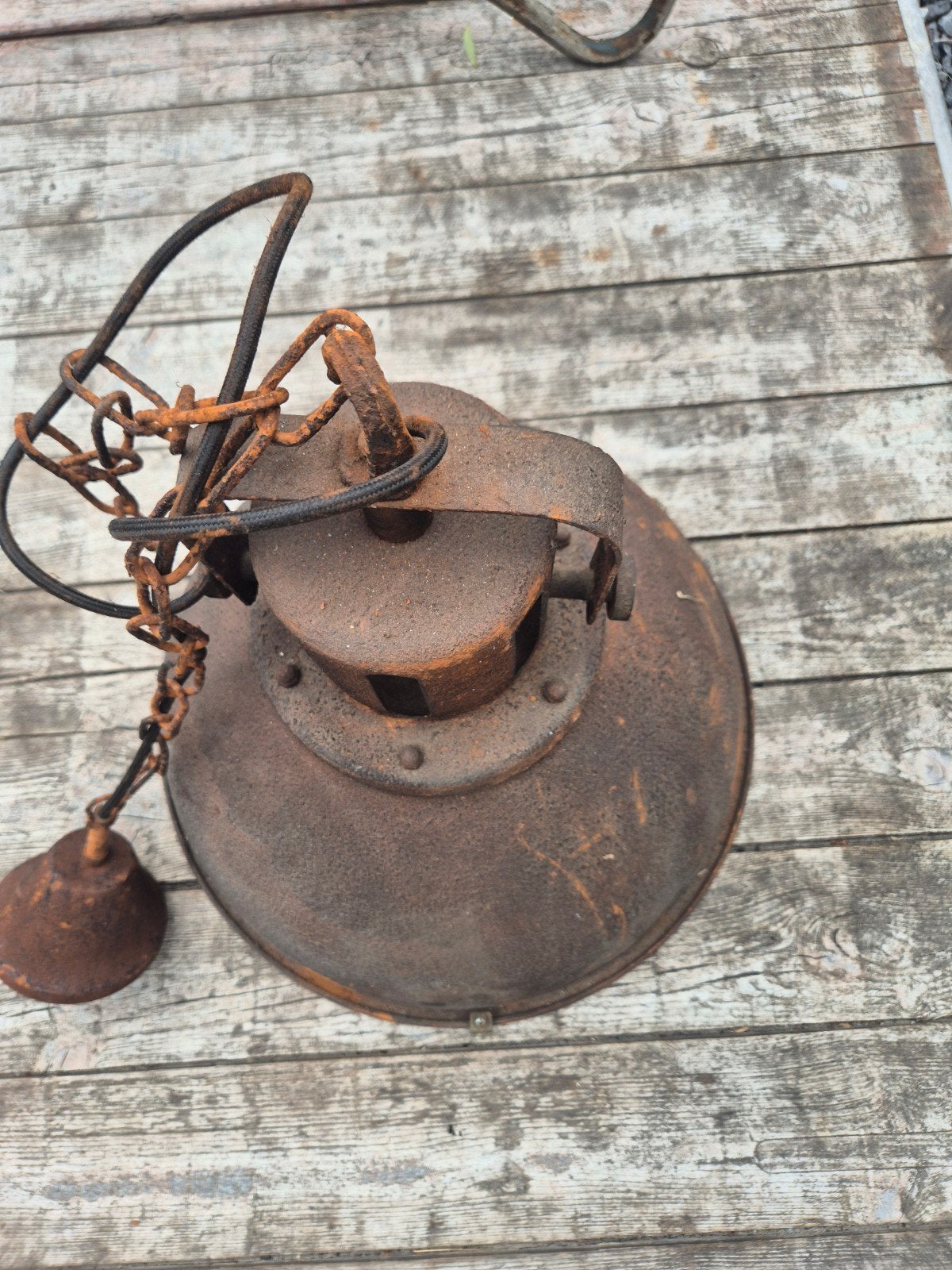 Industriële vintage hanglamp - roestig metaal, Ophalen