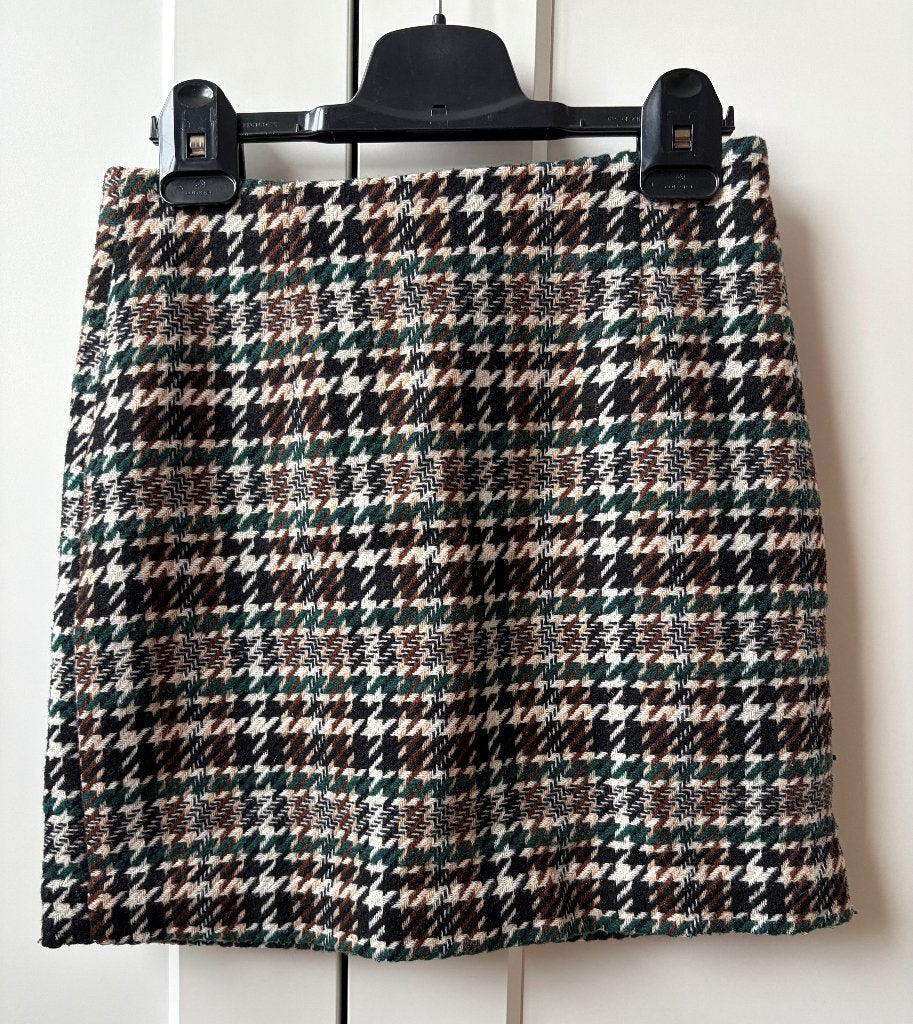 H&M geruite rok - Maat 34, Verzenden, Zwart, Zo goed als nieuw, H& M
