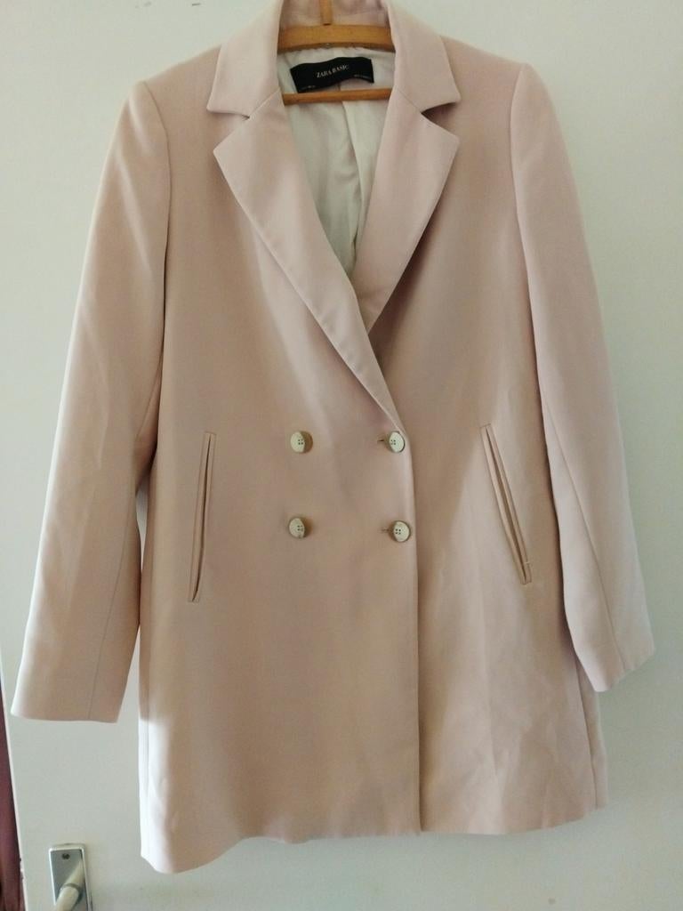 Zara Basic Roze Double-Breasted Jasje Maat S, Kleding | Dames, Ophalen of Verzenden, Zo goed als nieuw, Jasje, Roze