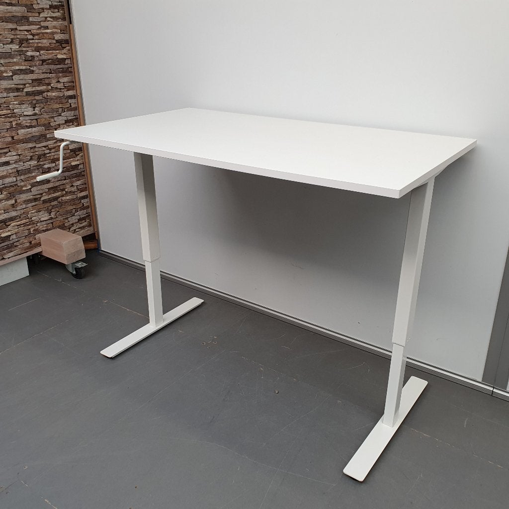 IKEA zit-sta bureau wit (handbediend, 7 stuks), Ophalen, Zit-sta bureau, Gebruikt, Hout