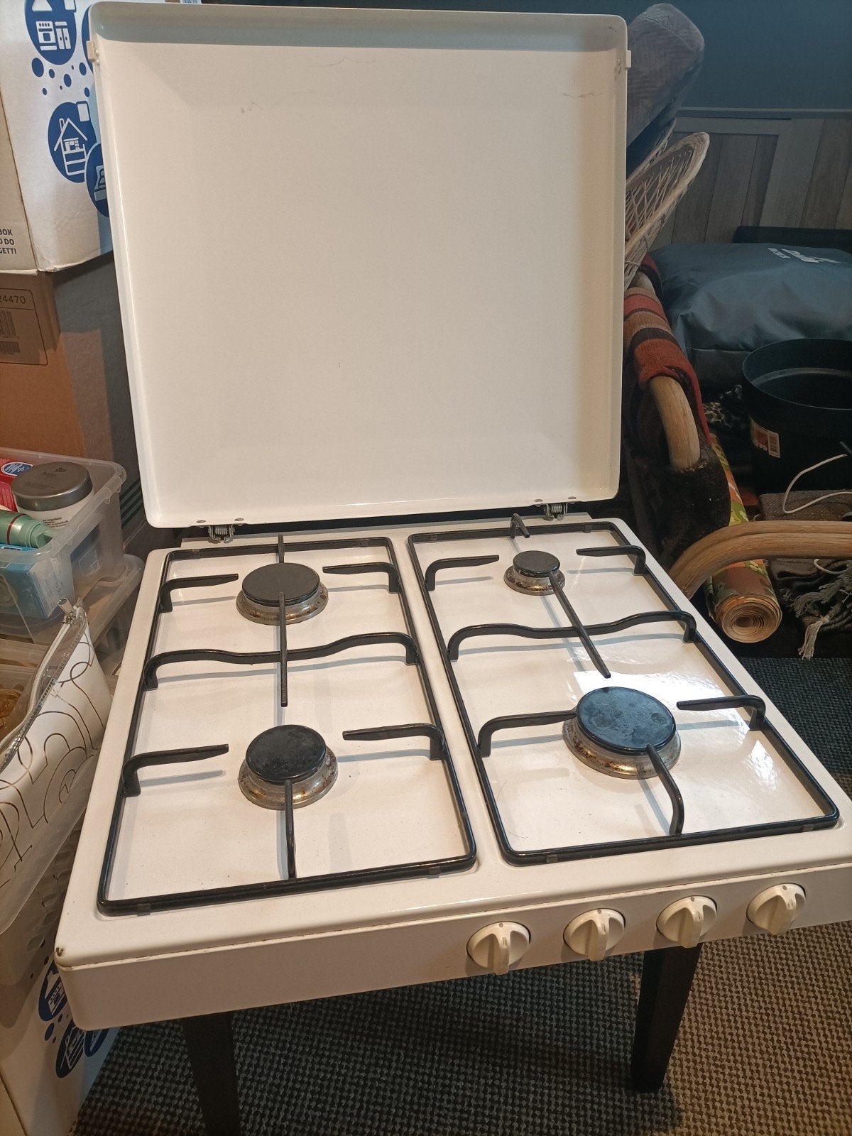 Gasstel voor aardgas met slang - 4 pits, Ophalen, Gebruikt, Minder dan 85 cm, 4 kookzones