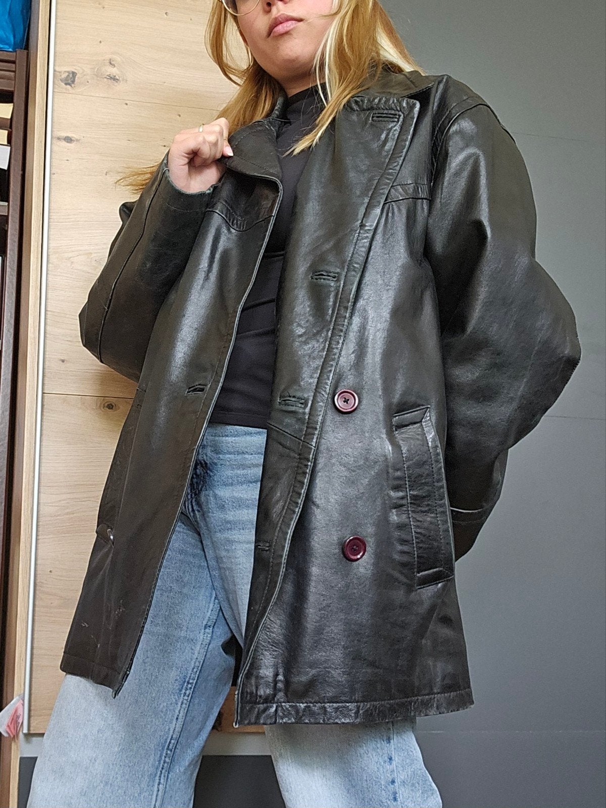 Saki Leather - Leren Jas - Maat 54, Maat 52/54 (L), Zwart, Saki leather, Ophalen of Verzenden