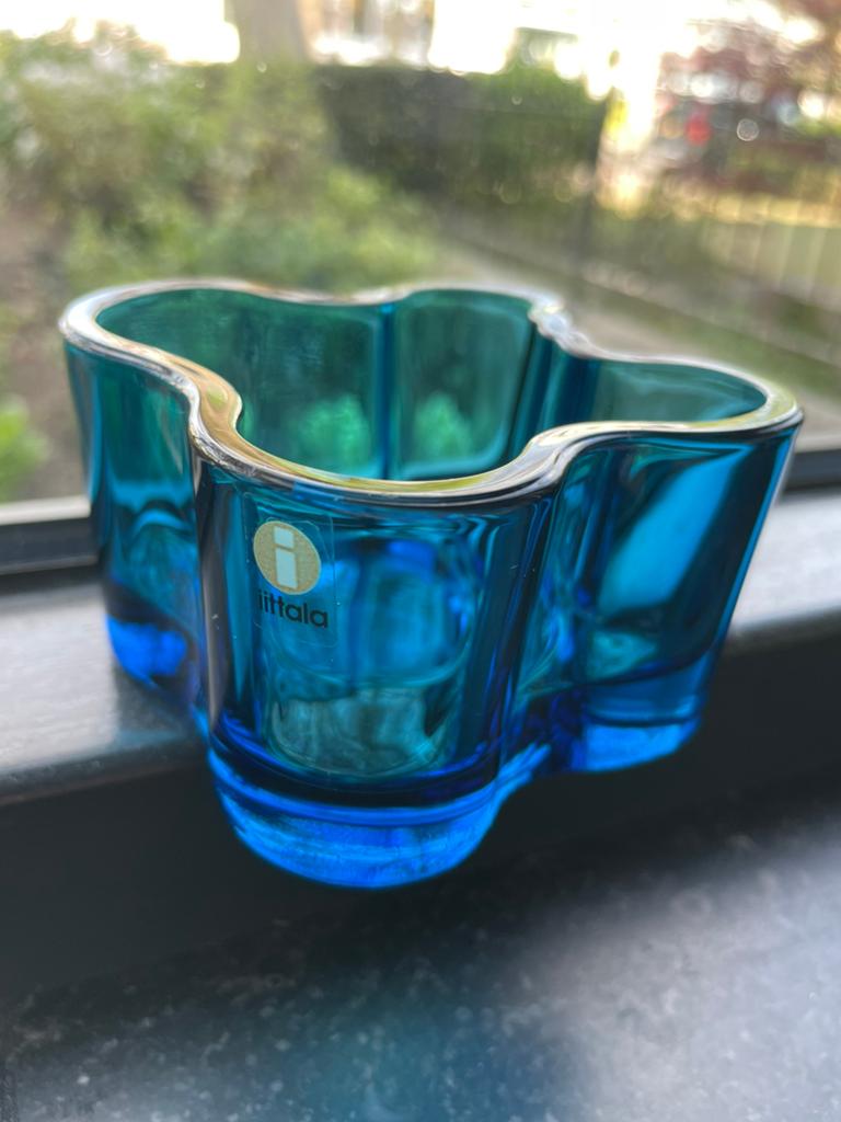 Iittala Alvar Aalto waxinelichtje licht turquoise blauw, Ophalen of Verzenden