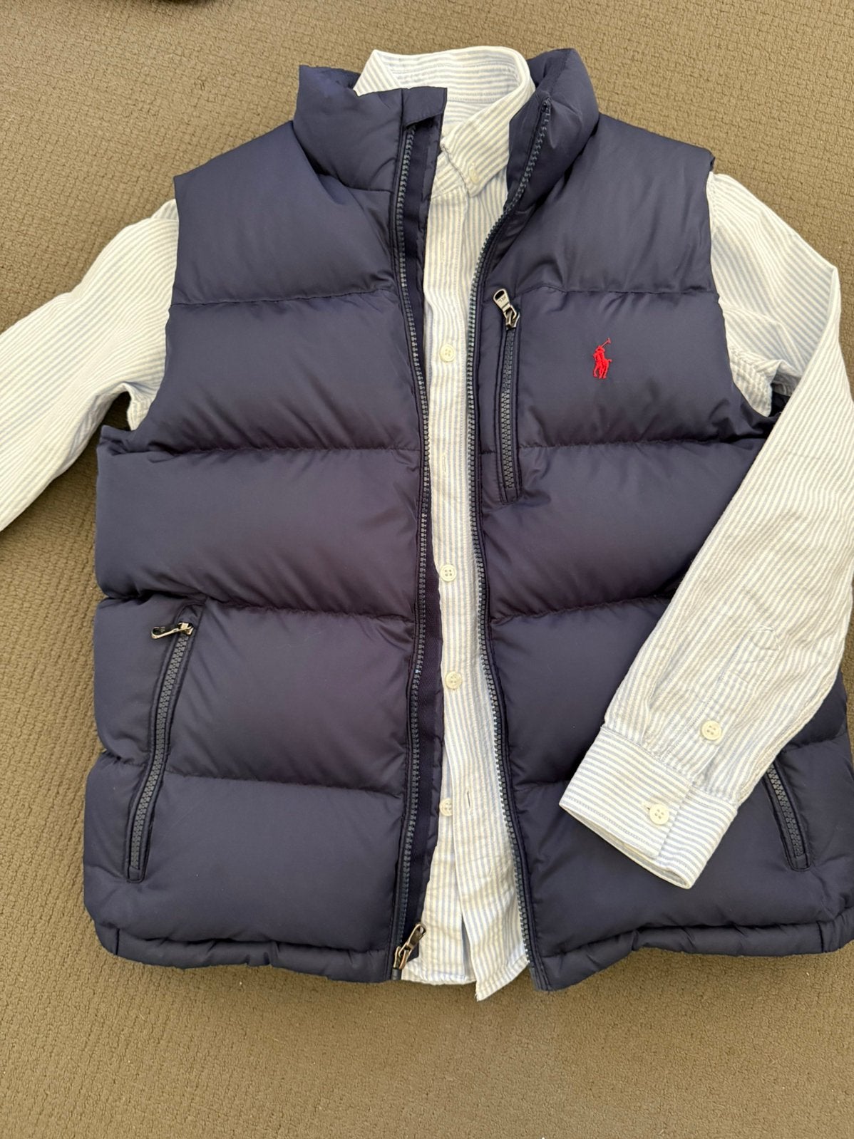 Orginele Ralp Lauren bodywarmer maat 14-16 donkerblauw, Ophalen of Verzenden, Gebruikt, Jongen, Jas
