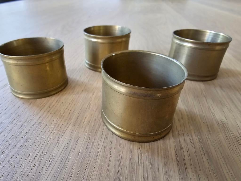 4 stuks prachtige antieke koperen servetringen / servet ring, Antiek en Kunst, Ophalen of Verzenden