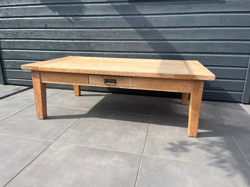 Salontafel white-wash geolied eiken, Ophalen, 100 tot 150 cm, Eikenhout, 50 tot 100 cm