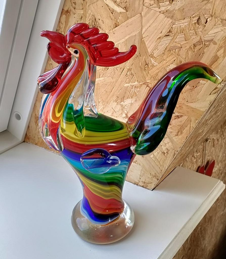 Kleurrijke Glazen Haan Decoratie, Ophalen of Verzenden