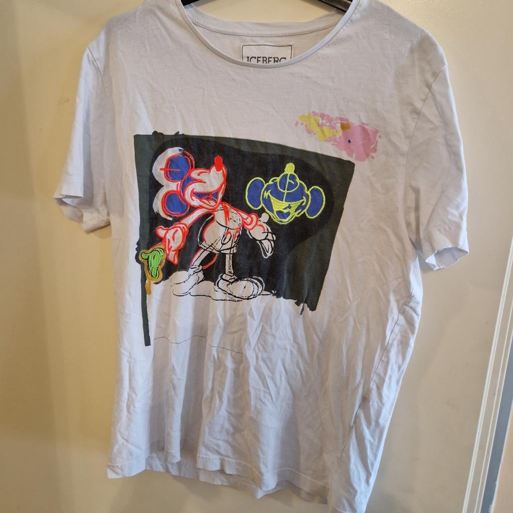 Iceberg T-shirt wit met Mickey Mouse - Maat L, Ophalen of Verzenden