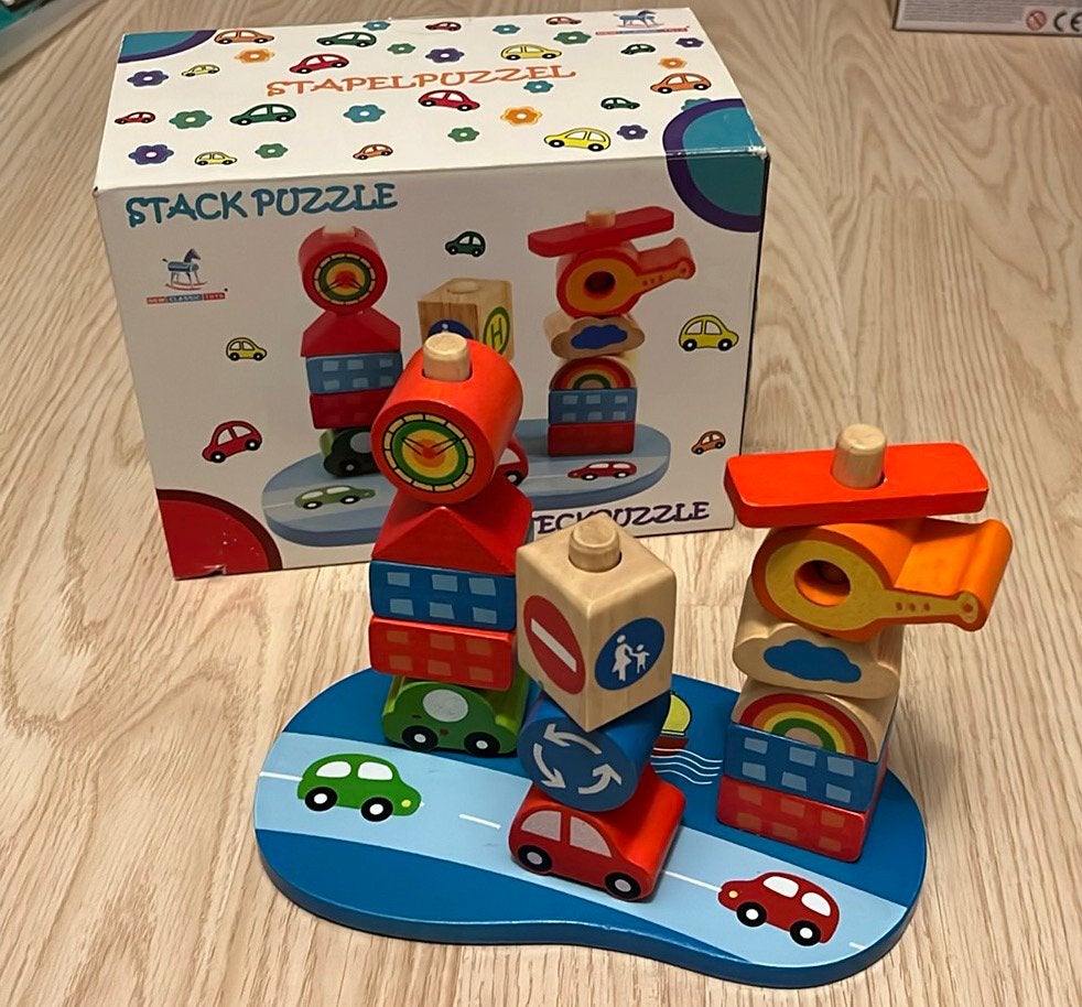 Houten stapelpuzzel (vanaf 12 maanden) - NIEUW, Ophalen of Verzenden, Nieuw, Overige typen