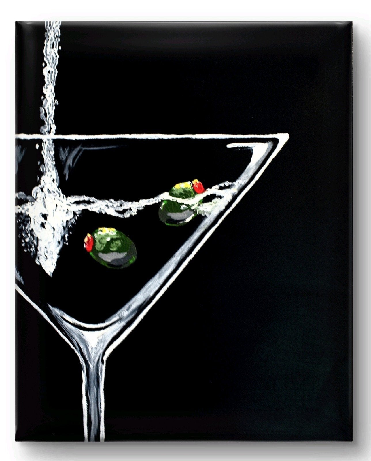 Wanddecoratie Martini Schilderij modern en artistiek, Antiek en Kunst, Ophalen of Verzenden, Handgeschilderd, Acrylverf, Stilleven