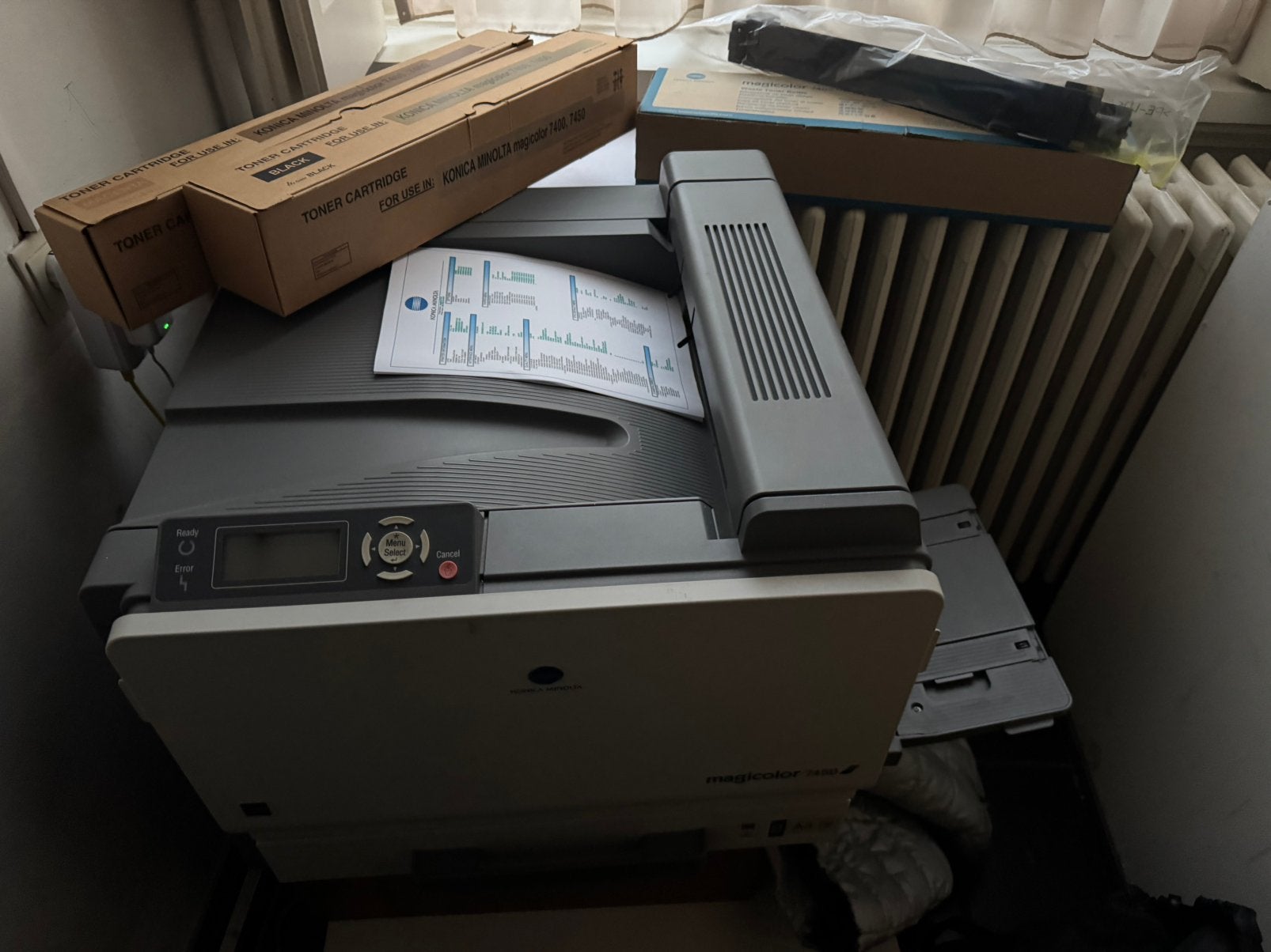 KonicaMinolta Magicolor 7450 in goede staat., Computers en Software, Printers, Ophalen, Gebruikt, Kleur printen, Printer