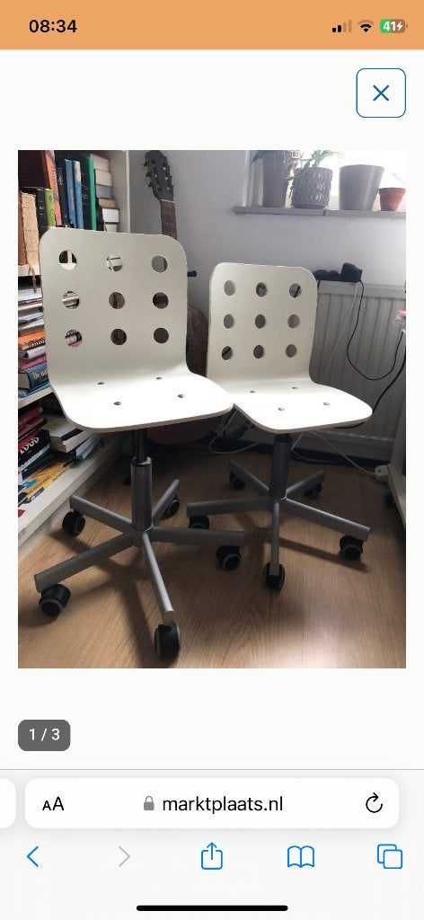 2x IKEA bureaustoel kinderen GRATIS, Ophalen, Gebruikt, Wit, Bureaustoel