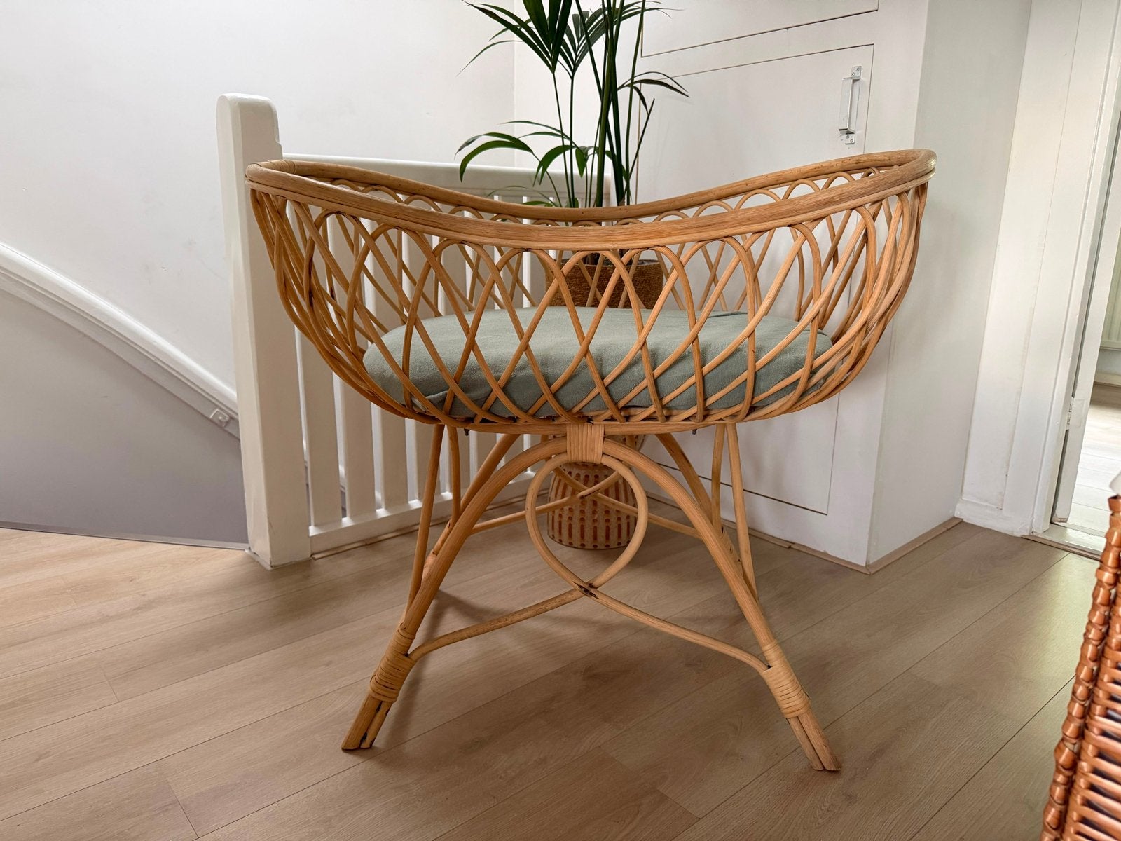 Vintage rotan wieg met matrasje, Ophalen, Gebruikt, Wieg