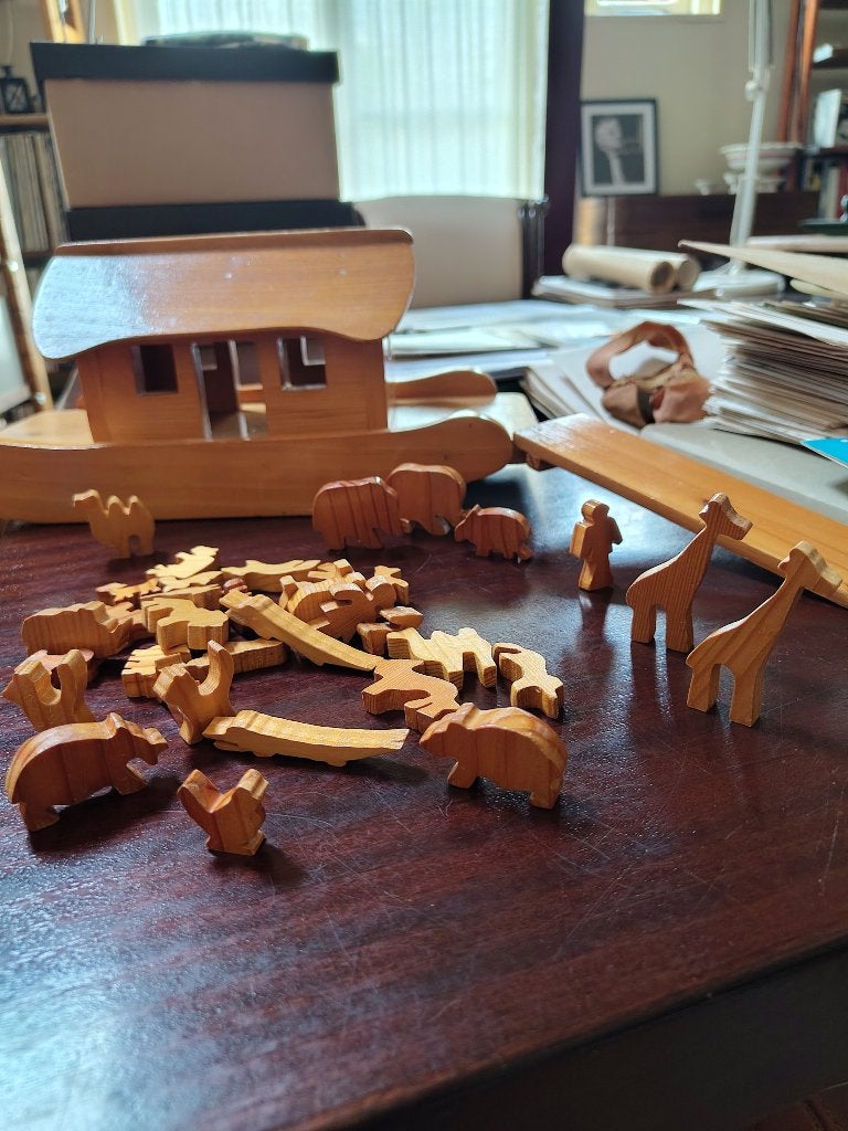 Houten Ark van Noach met 37 figuurtjes, Ophalen of Verzenden, Gebruikt, Overige typen