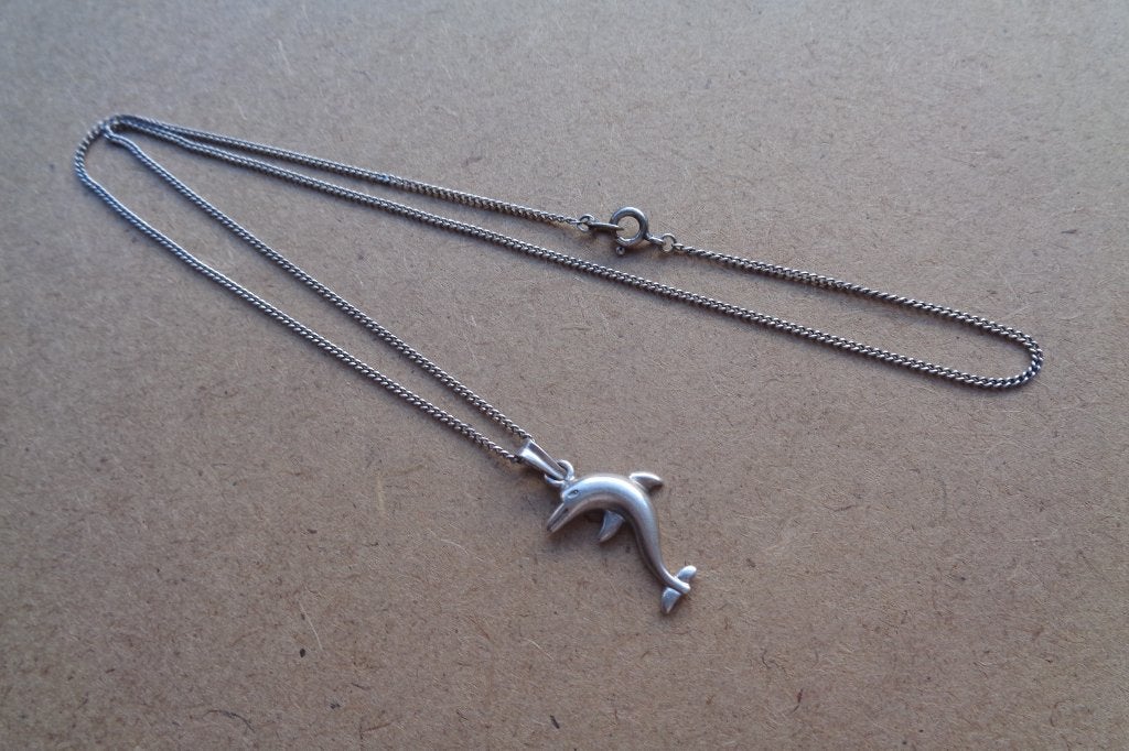 zilveren ketting met dolfijn hanger [289], Met hanger, Ophalen of Verzenden, Zo goed als nieuw, Zilver