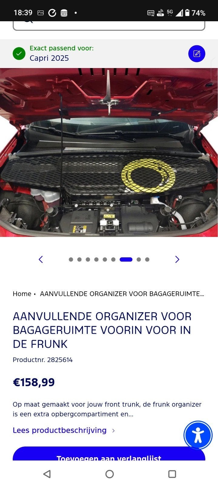 Frunk Organizer voor Ford Capri / Explorer  2024+, Auto diversen, Ophalen, Zo goed als nieuw
