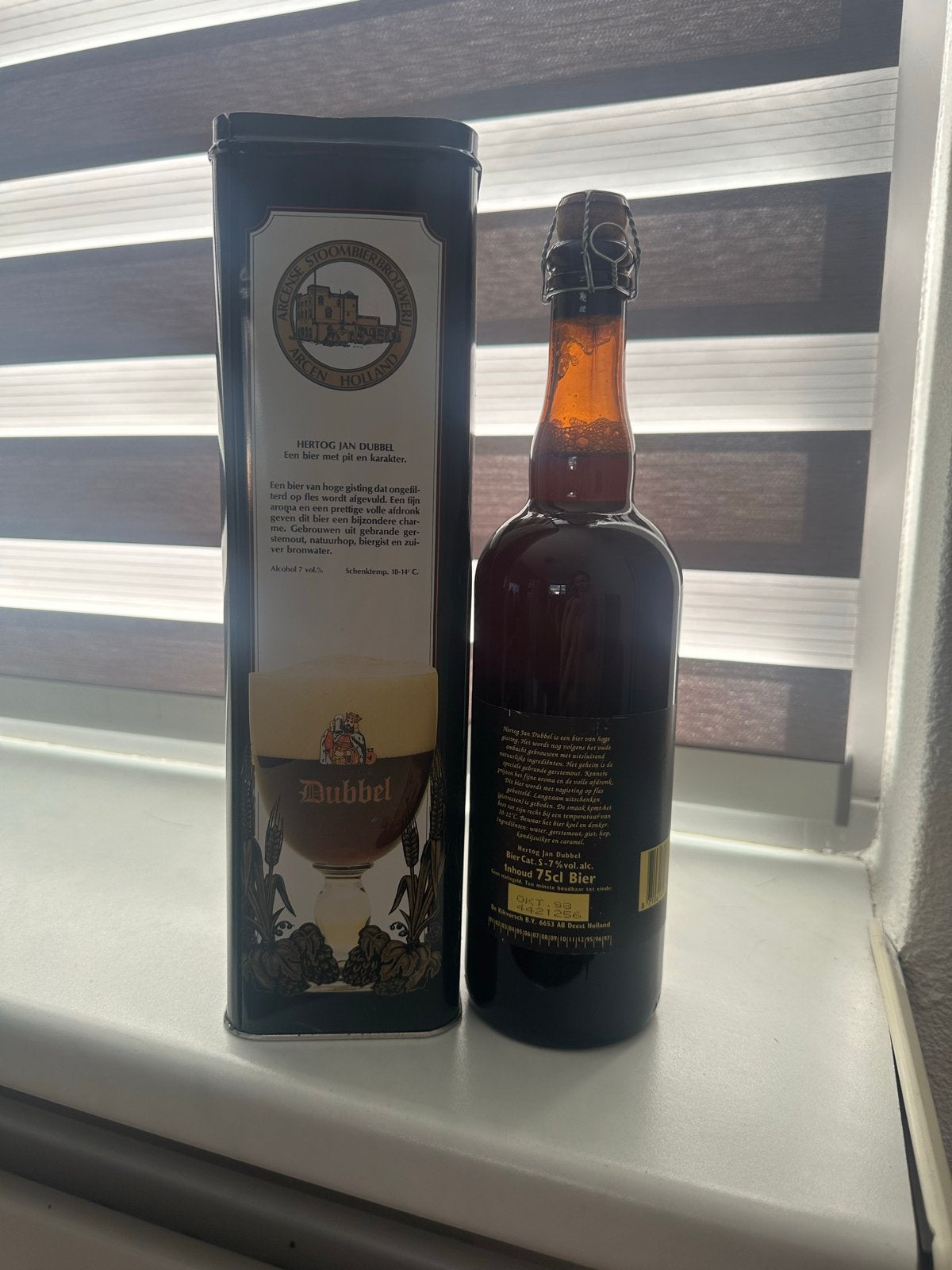 Hertog Jan Dubbel in blikken doos, Ophalen, Zo goed als nieuw, Flesje(s), Hertog Jan