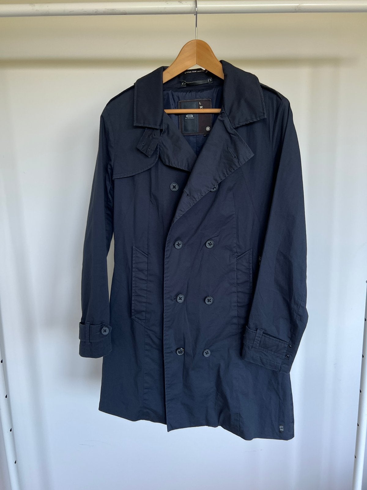 G-Star RAW Trenchcoat dames donkerblauw maat L, Kleding | Dames, Ophalen of Verzenden, Zo goed als nieuw, Maat 42/44 (L), Blauw