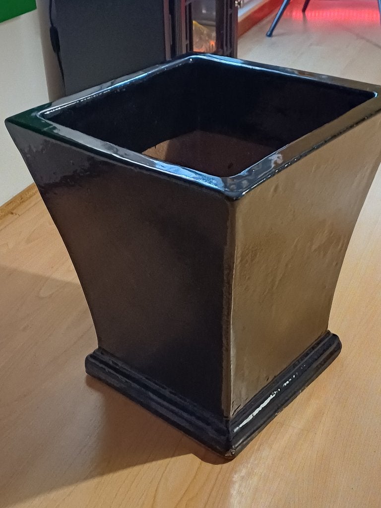 Prachtige grote zwarte bloempot/plantenbak  - 41cm hoog, Tuin en Terras, Steen, Gebruikt, Vierkant, Ophalen of Verzenden