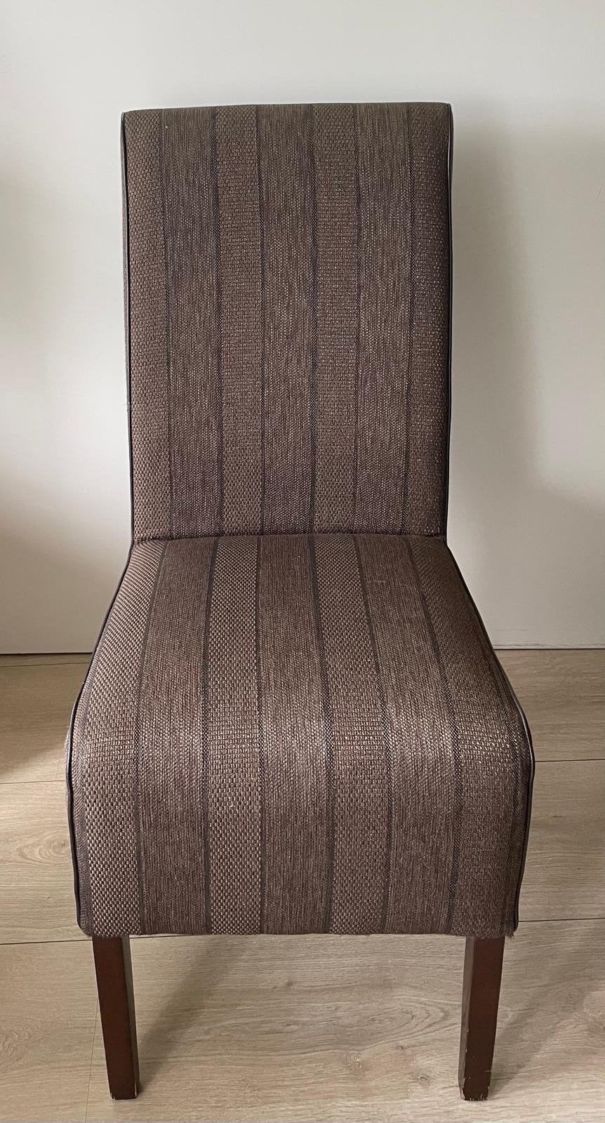 4x Bruine gestreepte eetkamerstoel, Huis en Inrichting, Stoelen, Ophalen, Hout, Gebruikt, Bruin