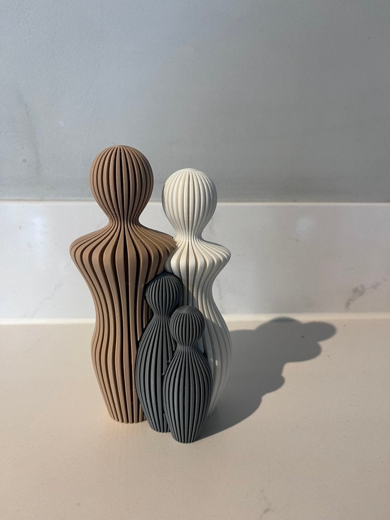 Stijlvolle 3D-geprinte familiedecoratie - Gezin met 2 kids, Beige, Nieuw, Kunststof, Ophalen of Verzenden