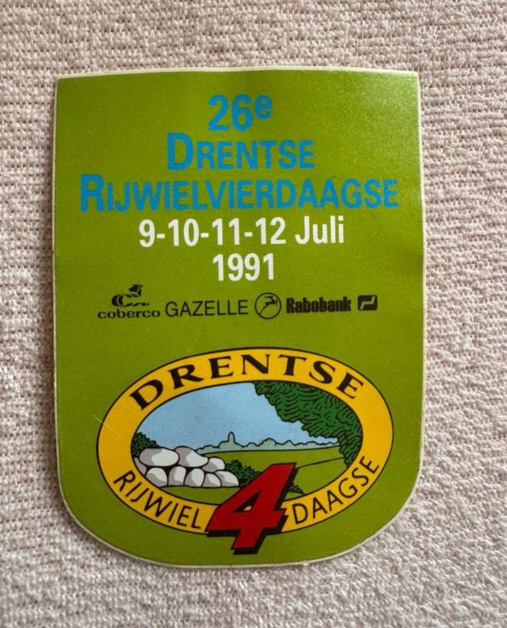 Sticker  26e Drentse rijwielvierdaagse 1991, Ophalen of Verzenden
