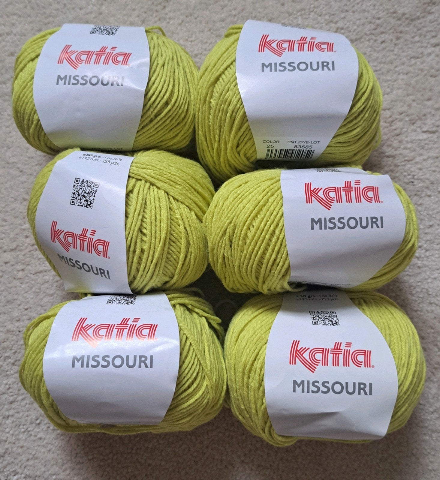 6 bollen Katia Missouri breigaren/haakgaren - Nieuw, Hobby en Vrije tijd, Breien en Haken, Ophalen of Verzenden, Nieuw, Breien of Haken