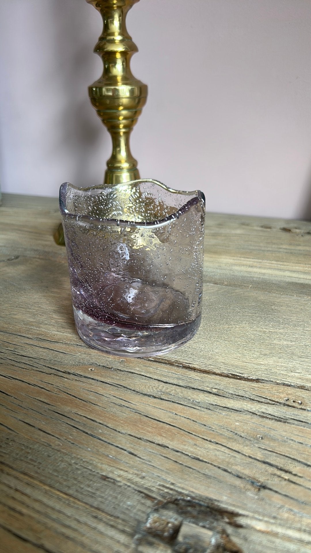 Sfeerlichtje roze bubbeltjesglas, Ophalen of Verzenden, Zo goed als nieuw, Roze