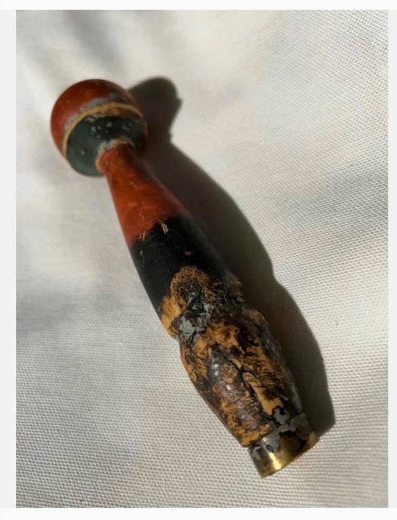Vintage messing en hout handgemaakt gegraveerd zegel/stempel, Ophalen of Verzenden