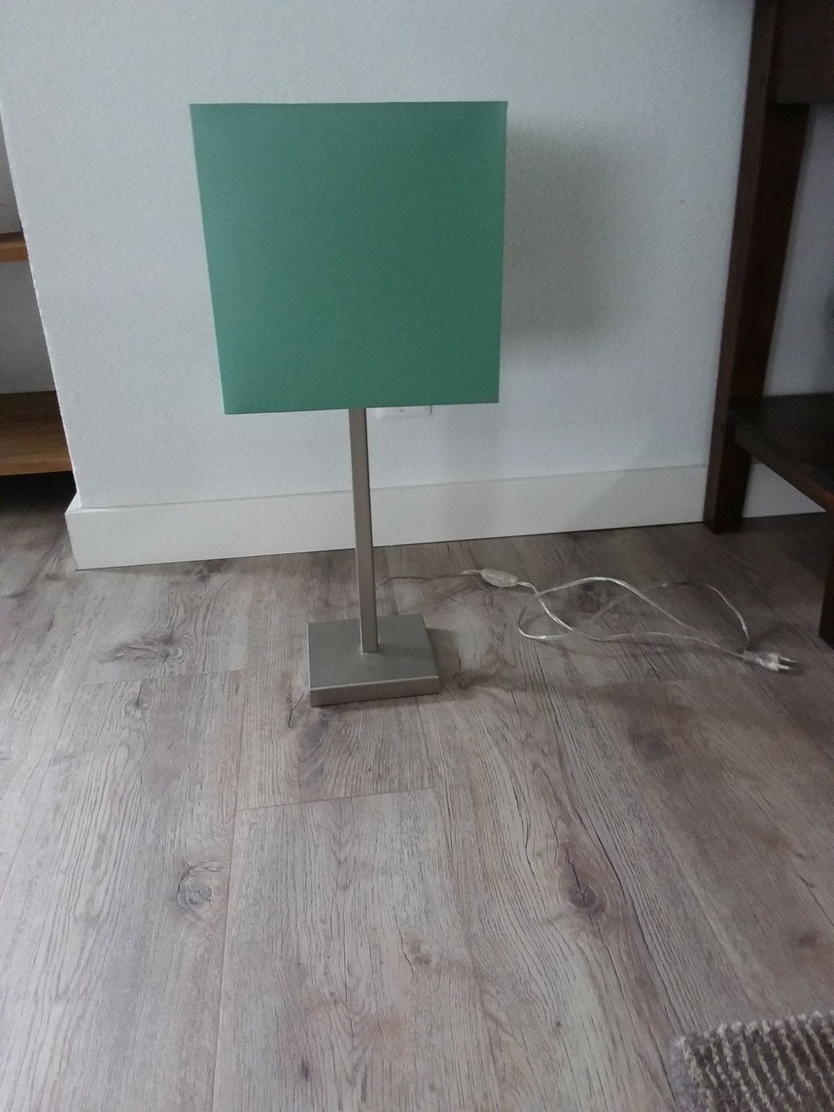 Schemerlamp H 62 cm rvs   voet + steel + kap vierkant groen, Ophalen of Verzenden, Nieuw, 50 tot 75 cm