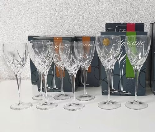 8 stuks Kristal Toscane Glazen: Wijn en Port / Sherry, Ophalen of Verzenden