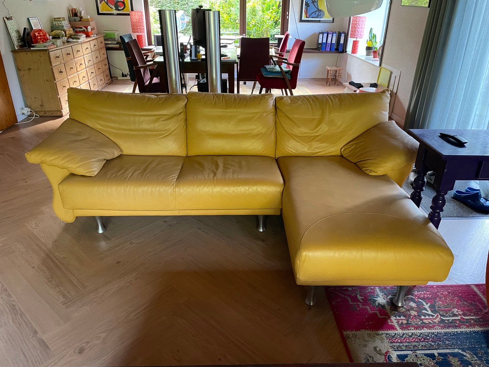 Leolux leren bank en fauteuil, Ophalen, Gebruikt, Driepersoons, Modern (vintage)
