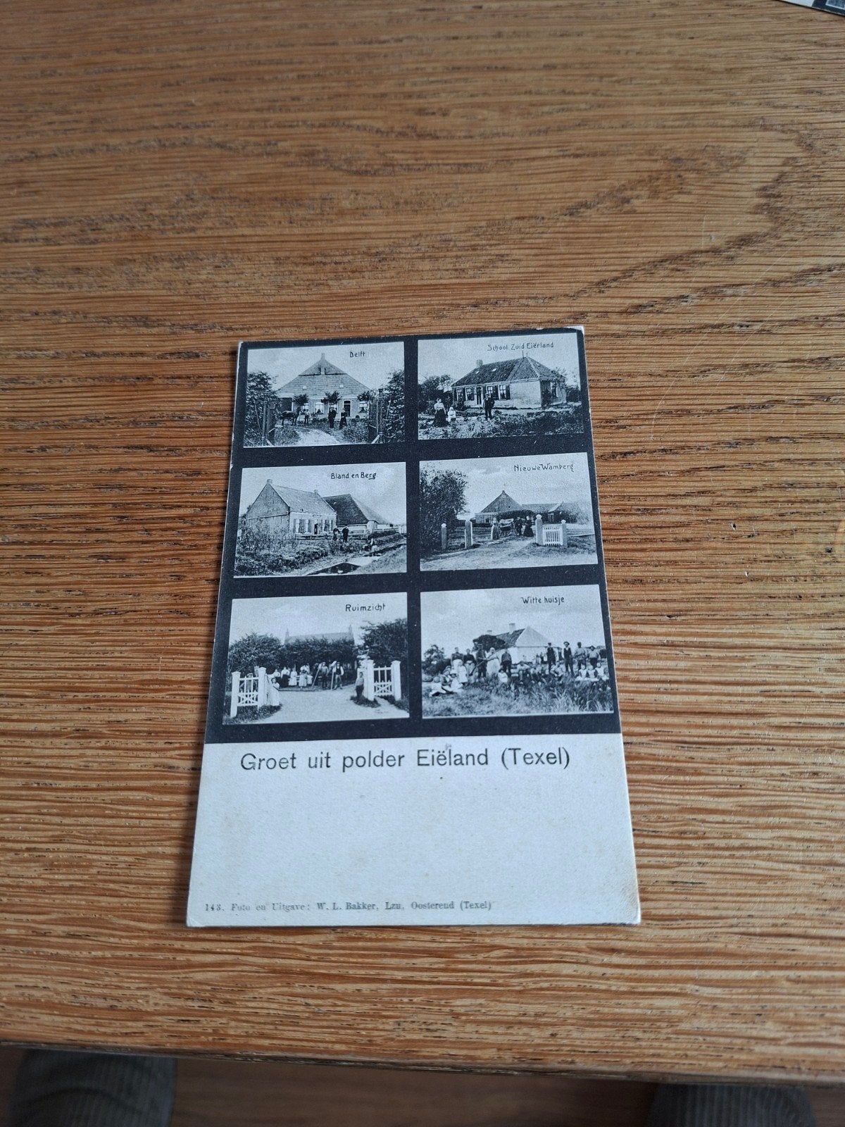 Groet uit polder Eierland ( de cocksdorp), Verzamelen, Ophalen of Verzenden, Voor 1920, Ongelopen, Waddeneilanden