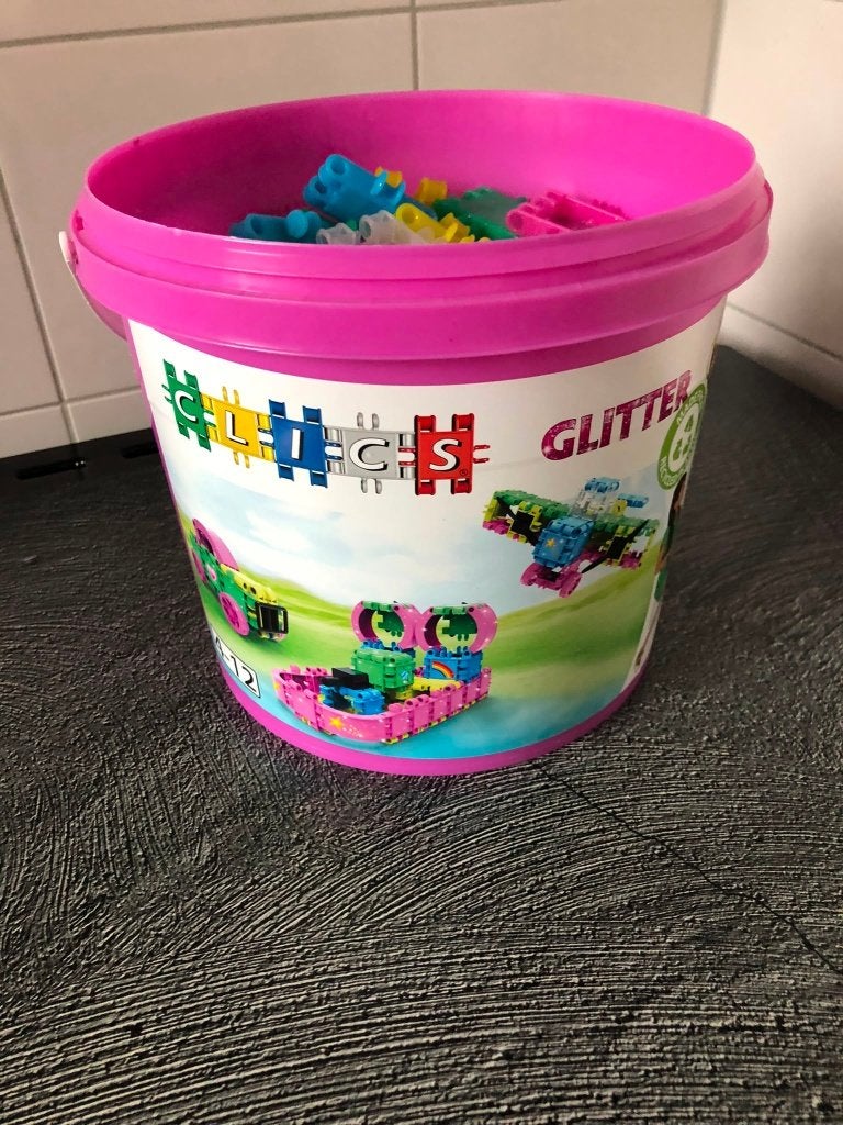 emmer met clics bouwstenen glitterversie, Ophalen