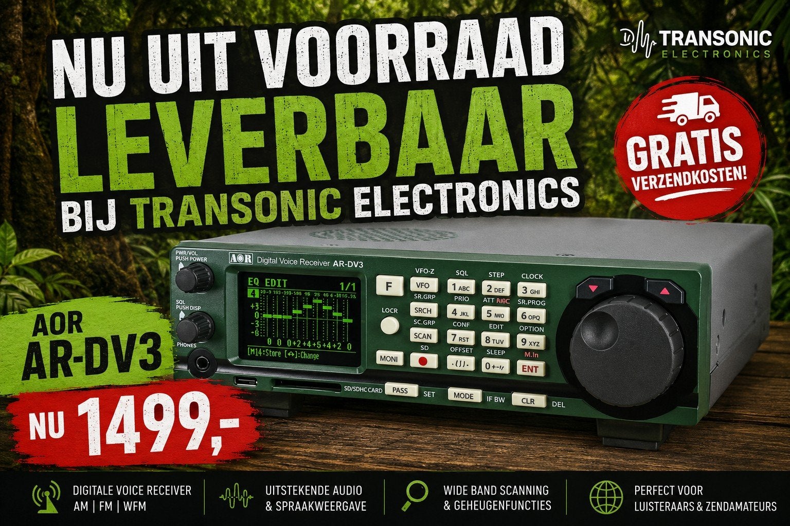 NU LEVERBAAR! AOR AR-DV3 Ontvanger 100khz-3000 Mhz All-Mode, Japan, Verzenden, ., Nieuw