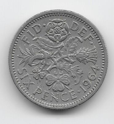 Verenigd Koninkrijk 6 pence 1964 KM# 903, Postzegels en Munten, Verzenden, Overige landen, Losse munt