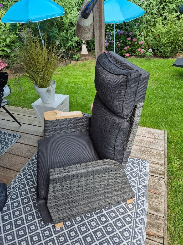 Tectake wicker fauteuil standenstoel tuinstoel rotan, Tuin en Terras, Ophalen, Nieuw, Wicker, Verstelbaar