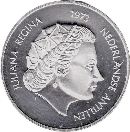 25 GULDEN ANTILLEN 1973     PRACHTIG  ZILVER, Ophalen of Verzenden, Vóór koninkrijk, Zilver
