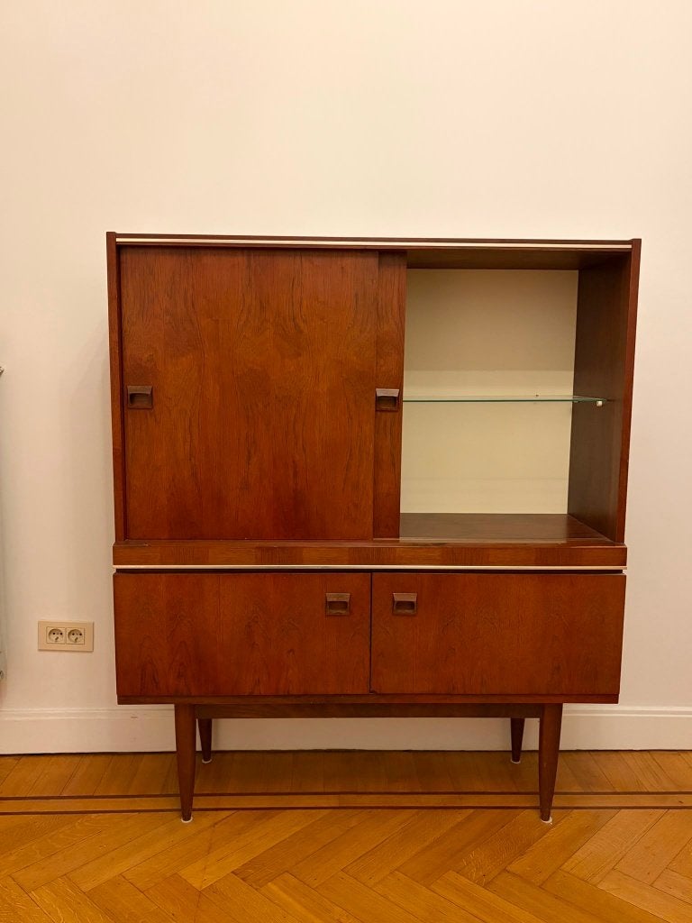 Vintage Dressoir Servieskast Buffetkast | Teak Hout | '60, Ophalen, 100 tot 150 cm, 25 tot 50 cm, Scandinavisch, vintage, hout, zweeds design, deens design
