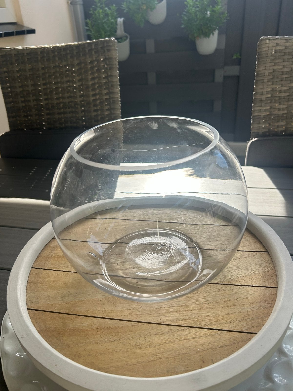 Glazen vissenkom of decoratieve schaal, Ophalen of Verzenden, Zo goed als nieuw, Transparant, Glas