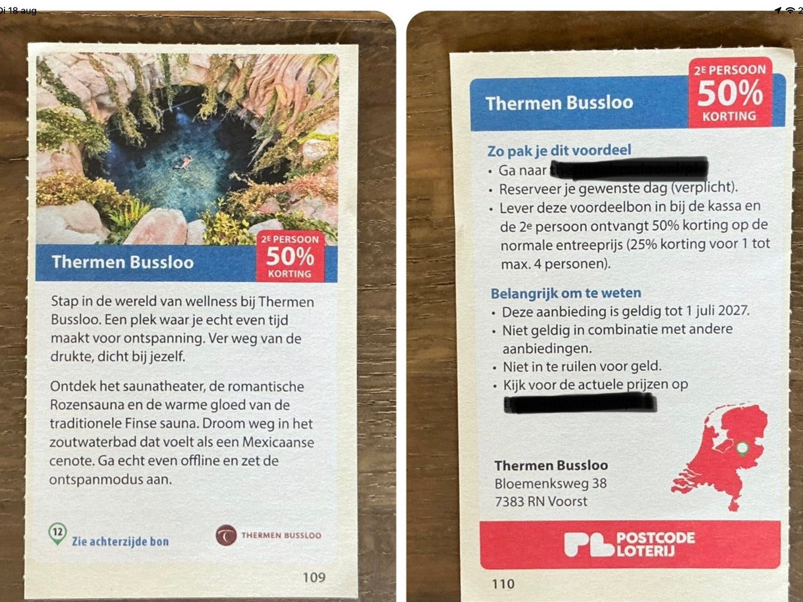 Kortingsbon voor sauna Thermen Bussloo (KWF), Tickets en Kaartjes, Kortingen en Cadeaubonnen, Twee personen, Kortingsbon, Spa of Sauna