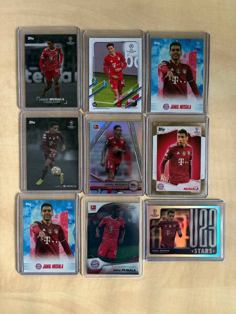 Jamal Musiala Rookie Topps Panini Lot - Investering, Ophalen of Verzenden, Zo goed als nieuw, Buitenlandse clubs, Spelerskaart