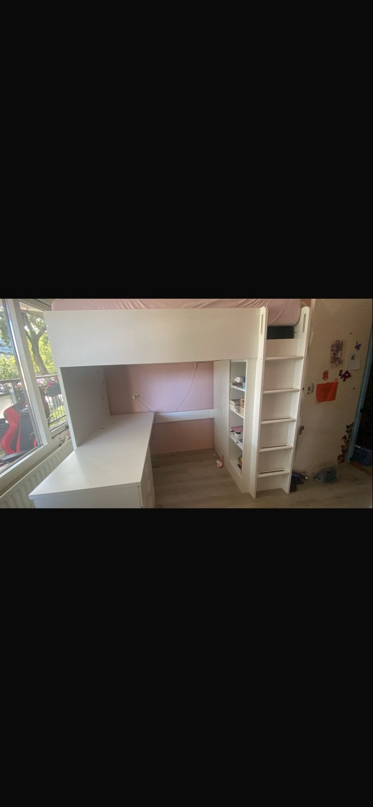 IKEA Småstad Hoogslaper met Bureau en Kast - Goede Staat, Ophalen, Gebruikt, Eenpersoons, 200 cm