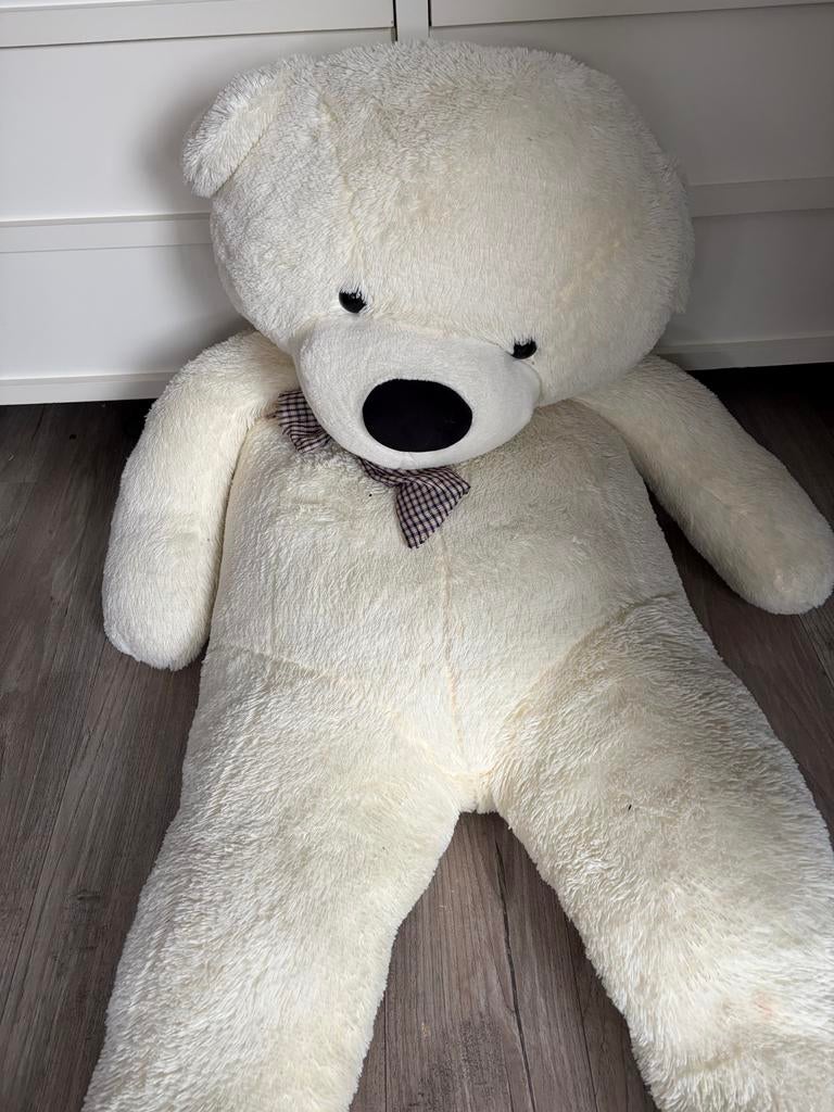 Grote Witte Teddybeer - Bijna 2 Meter Hoog, Gebruikt, Beer, Ophalen of Verzenden, Met kleding of accessoire