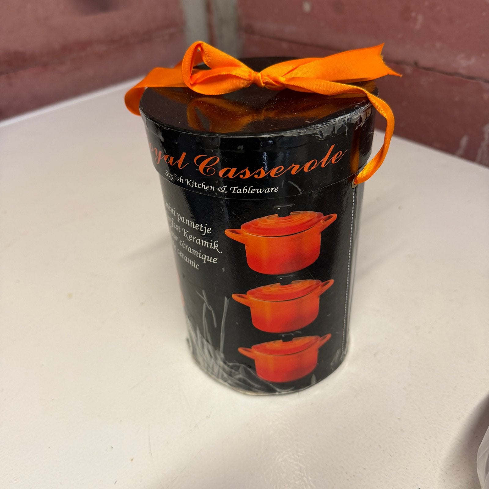 Royal Casserole Mini Pannetjes - Oranje Keramiek Set, Met deksel, Overige typen, Nieuw, Ophalen of Verzenden