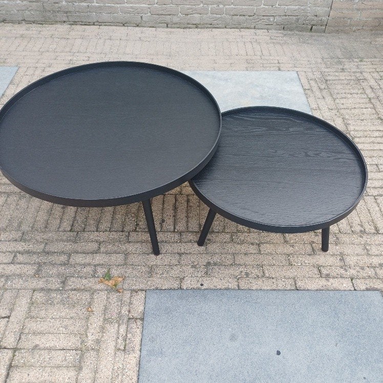 salontafelset karwei/woood/mesa/zwart, Ophalen, 50 tot 100 cm, Rond, 50 tot 100 cm