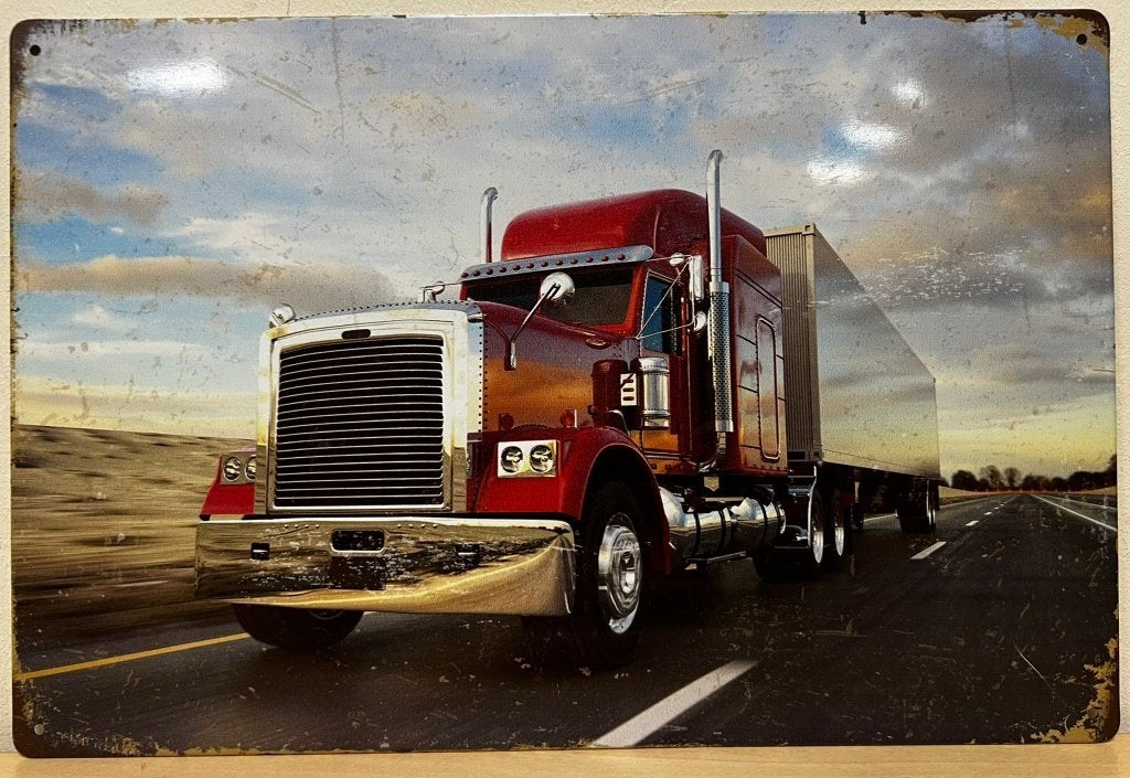 Vrachtwagen rode truck reclamebord van metaal wandbord deco