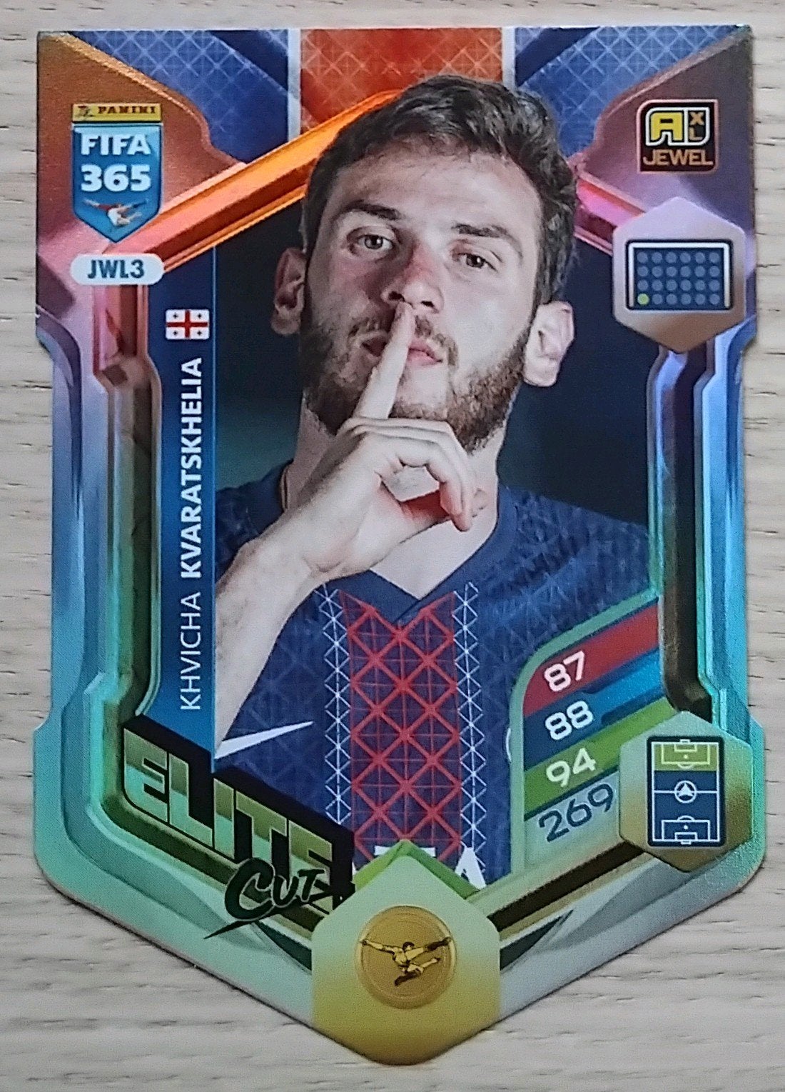 Panini Adrenalyn 365 JWL3 Elite cut Kvaratskhelia PSG, Ophalen, Nieuw, Plaatje