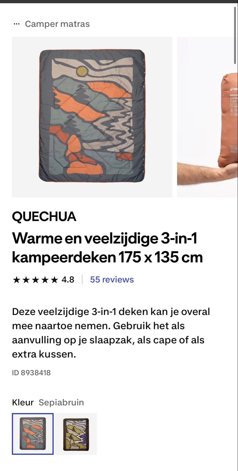 2x Nieuwe Decathlon kampeerdekens en kampeerkussens, Ophalen of Verzenden, Nieuw